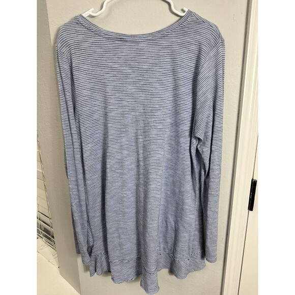 Soft Surroundings Top Womens Large Blue Perfect Layers Tunic Lagenlook Striped - Picture 2 of 5